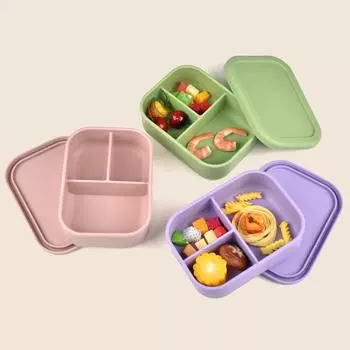 1шт детская силиконовая посуда фруктовая коробка для бенто с крышкой для студентов портативная раздельная силиконовая миска для хранения свежести