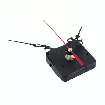 Кварцевый часовой механизм в черном пластиковом корпусе с металлическими стрелками