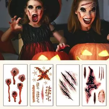 1шт DIY зомби шрам временные татуировки кровавая рана искусство макияж Хэллоуин наклейка бумага