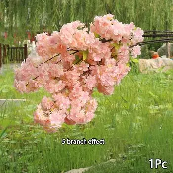 1шт Длинный стебель Искусственные цветы Искусственные цветы Вишневые цветы Шелковые цветы Ветка сакуры светло-желтого