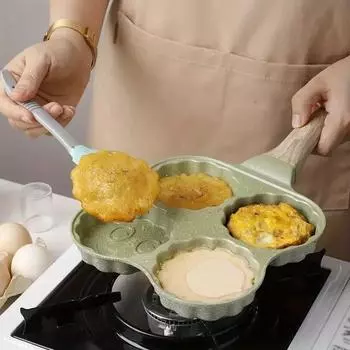 1шт домашняя креативная пористая сковорода медицинский камень антипригарное покрытие деревянная ручка мини-сковорода для яиц и пельменей для завтрака