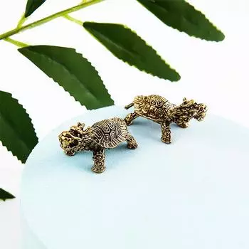1шт Дракон Черепаха Литье Статуэтка Металлическая Ретро Скульптура Настольное Украшение Подарок