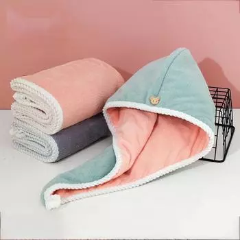 1шт двойной утолщенный колпачок для фена супер впитывающий бездуговой быстросохнущий полотенце для мытья волос полотенце для волос шапочка для душа