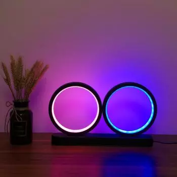 1шт двухцветный алюминиевый двойной круг спальня настольная декоративная лампа гостиная Two colors&black белый