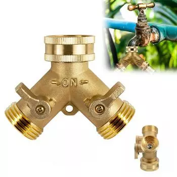 1шт двунаправленный латунный садовый шланговый разветвитель Y-образный соединитель для водопроводной воды распределитель, подходит для наружных кранов