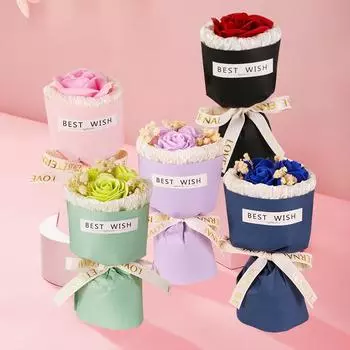 1шт Фестиваль Свадьба Новый год День рождения День благодарения Домашний декор Мини Роза Мыло Цветочный букет шампанского