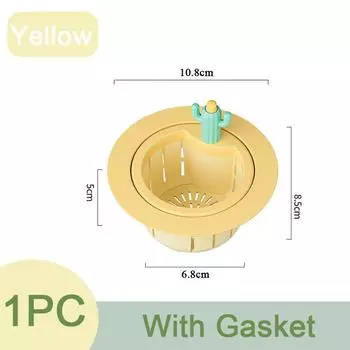1шт фильтр для раковины автоматический прессующий фильтр для раковины в форме кактуса пластиковый фильтр для слива сетка заглушка для сбора отходов раковины