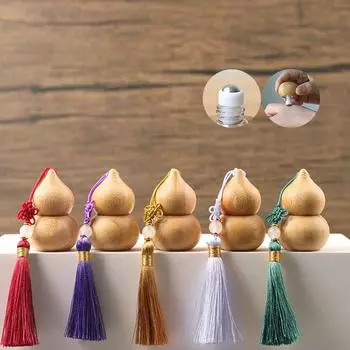 1шт флакон для духов герметичный пустой деревянный флакон со стальным вращающимся шариком флакон в форме тыквы с кисточками 1 мл серый