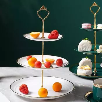 1шт Фруктовая тарелка Поднос для закусок к послеобеденному чаю 3 слоя Сервировочное блюдо