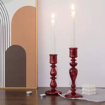 1шт гальванизированный подсвечник свадебный реквизит стеклянная подставка для свечей французский европейский пьедестал для свечей романтический 2 цвета S красный