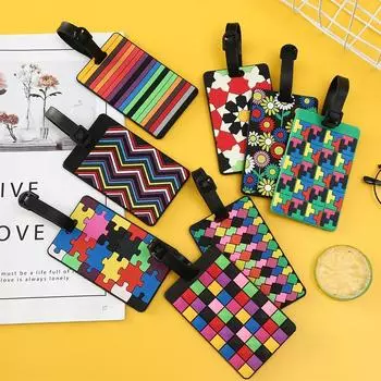 1шт геометрические силиконовые бирки для багажа модные дорожные аксессуары чемодан идентификатор адрес держатель имени багажная бирка этикетка багажные бирки