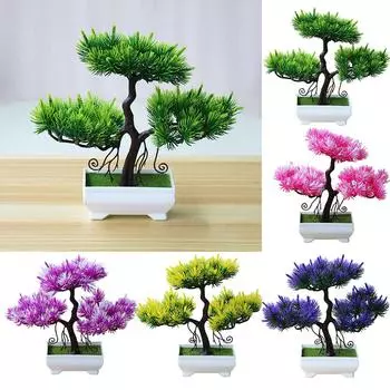 1шт горшечное искусственное растение сосна бонсай этап сад свадьба декор рождественский орнамент зелёный