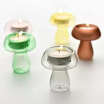 1шт грибной стеклянный подсвечник красочные прозрачные подсвечники грибной дизайн стеклянная ваза