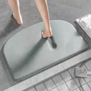 1шт губчатый большой круглый угловой коврик для ванной, декоративный коврик для двери спальни гостиной 400MMx600MM чёрный