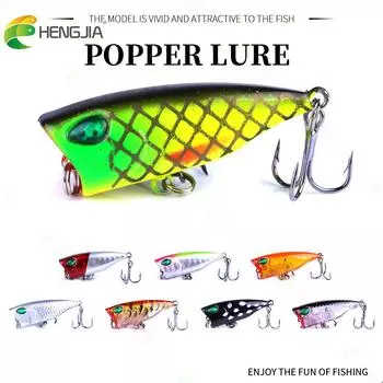 1шт Hengjia Mini Topwater Popper Bait Пластиковые бионические воблер Рыболовные снасти