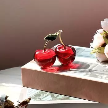 1шт Хрустальная Статуя Вишни Стеклянная Коллекция Фруктов Ремесло Для Гостиной Спальня Украшение Стола Для Семейных Вечеринок Рождественский Фестиваль Благодарения Gif