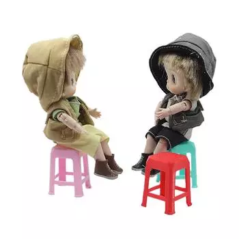 1шт. Игрушка для гостиной 1:12 Мини-кукольный домик Моделирование Пластиковый Табурет Маленький Стул Модель Кукольный Дом Мебель Аксессуары Украшения красный