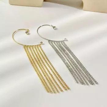 1шт инкрустированные серьги-клипсы C-образной формы с геометрической кисточкой для повседневной жизни