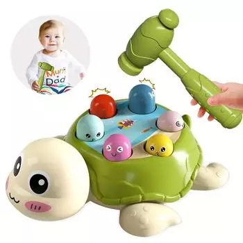 1шт интерактивная игрушка-молоток черепаха, обучающая игра по классификации цветов и форм, прочная структура из другого материала, идеальный подарок для детей в возрасте от 0 до 3 лет