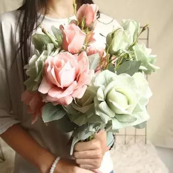 1шт искусственная роза растение домашний сад этап цветочная композиция настольный DIY декор зелёный