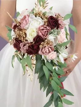 1шт искусственные цветы свадебный букет свадебные букеты для невесты каскадные свадебные букеты для невесты для свадебной церемонии и юбилея синий