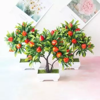 1шт искусственные фрукты клубничное дерево бонсай домашний офис сад стол вечерние декор Strawberry