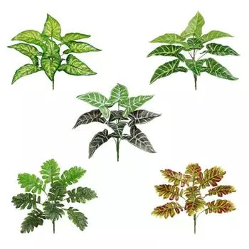 1шт искусственные пластиковые вечнозеленые растения поддельные листья деревьев зелень домашний декор