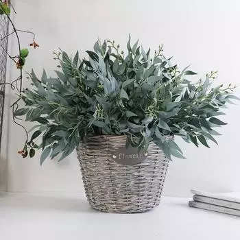1шт искусственные плетеные листья ивы поддельные зеленые растения листва свадебный домашний декор рождественский орнамент серый/зелёный