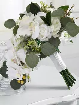 1шт искусственные розы искусственные цветы свадебные букеты для букета каскадные свадебные букеты для невесты для свадебной церемонии и годовщины фиолетовый