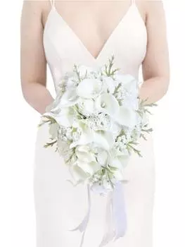 1шт искусственный букет каскадные искусственные цветы свадебные букеты для невесты свадебные букеты для невесты для свадебной церемонии и годовщины фиолетовый