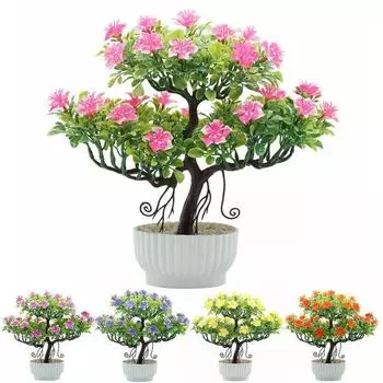 1шт искусственный цветок дерево бонсай в горшке домашний офис сад настольная вечеринка декор оранжевый