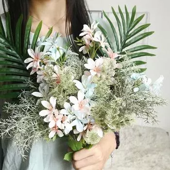 1шт искусственный цветок фрезия сад DIY этап партии дома свадьба ремесло декор светло-розовый