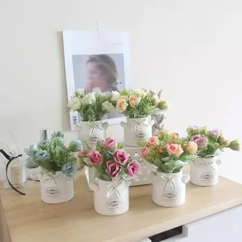 1шт искусственный цветок керамический горшок бонсай этап сад свадьба домашняя вечеринка декор зелёный