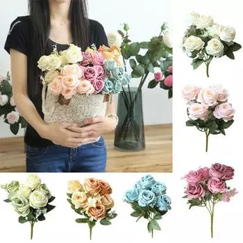 1шт искусственный цветок роза гирлянда сад DIY этап партия свадебный фестиваль декор зелёный