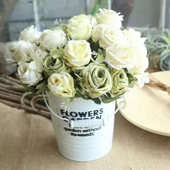 1шт искусственный цветок роза гирлянда сад DIY этап партия свадебный фестиваль декор зелёный