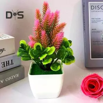 1шт искусственный цветок трава в горшке бонсай гостиная офис сад стол декор красный