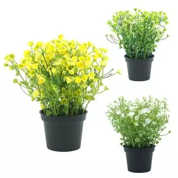 1шт искусственный цветок в горшке бонсай производительность этап сад свадьба декор жёлтый