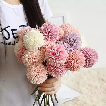 1шт искусственный одуванчик шип цветок шар DIY свадьба настольное украшение темно-розовый
