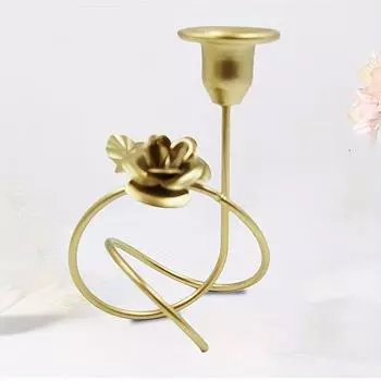1шт изогнутый геометрический железный цветок подсвечник украшение, подходит для всех видов вечеринок, ужинов, свадеб Pack of 1
