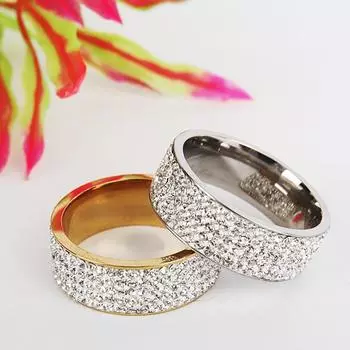 1шт. Ювелирные изделия для пальцев, мужские кольца из титановой стали, индивидуальность, пять рядов бриллиантов, модные, многоцветные 10 серебряный