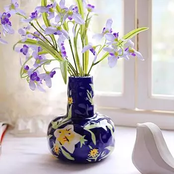 1шт картина маслом домашняя цветочная керамическая ваза гостиная декор держатель для цветов спальня королевский синий