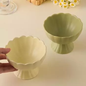 1шт керамическая миска на высоких ножках, 200 мл/7,5 унций, десертная миска, используется для смузи, джемов, мороженого 4.5 inch