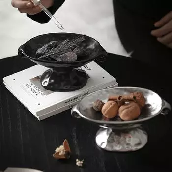 1шт керамическая мыльница для дома с высокими ножками поднос для ключей в ванной комнате винтажный органайзер для ювелирных изделий спальня серебристо-черный для раковин 2 цвета серебряный