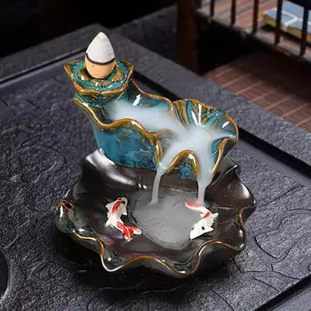 1шт керамический орнамент сандалового дерева печь для ароматерапии Koi Fish Противоточная благовонная печь