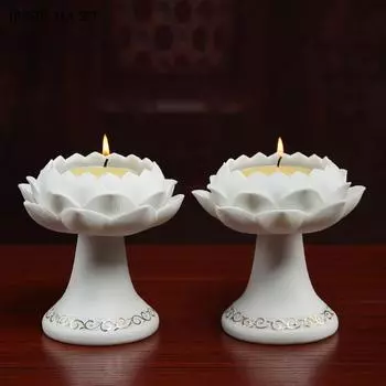 1шт керамический подсвечник в форме лотоса для освещения буддийских храмовых подношений буддийская утварь украшения фэн-шуй