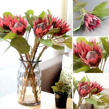 1шт King Protea Искусственный цветок Поддельные растения DIY Свадебный букет Декор для вечеринки светло-фиолетовый