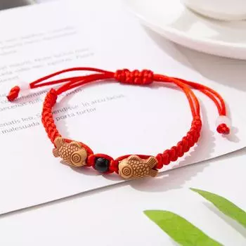 1шт китайский стиль ручной работы двойной браслет из красной веревки с рыбками цветной веревочный двойной браслет из рыбок m красный