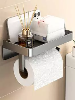 1шт клейкая углеродистая сталь + ABS держатель для туалетной бумаги с полкой, настенный диспенсер для туалетной бумаги, не требуется сверление Black