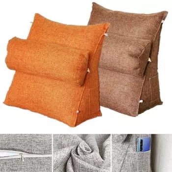 1шт клиновидная треугольная подушка с повышенной регулировкой шеи, подушка для спины, талии, подушка для спины, съемная, моющаяся, подушка для дивана 45X45X22cm