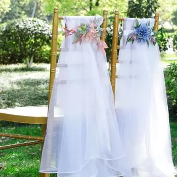 1шт композиция для спинки стула букет ткань стул цветок свадьба искусственный цветок банкет цепь декор светло-желтого